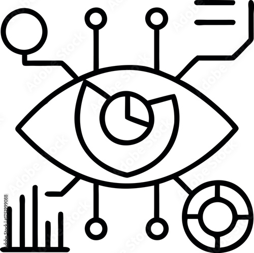 Conceptual line art illustration representing data governance principles and processes isolated on white background