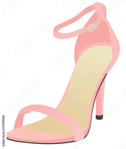 Pink woman sandal. vector illustration	