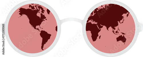 World map in glasses. vector	