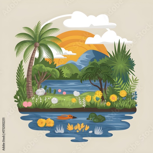 World Wetlands Day Celebrate Nature’s Water Guardians Beautiful Wetland Landscape Illustration for World Wetlands Day Wetlands Preservation Art – Celebrate World Wetlands Day