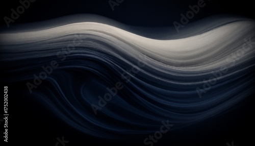Minimalist abstract art in a color scheme of 60% white and matte dark gray. Light brushstrokes and curved, blurred lines create a sense of lightness and fluidity.