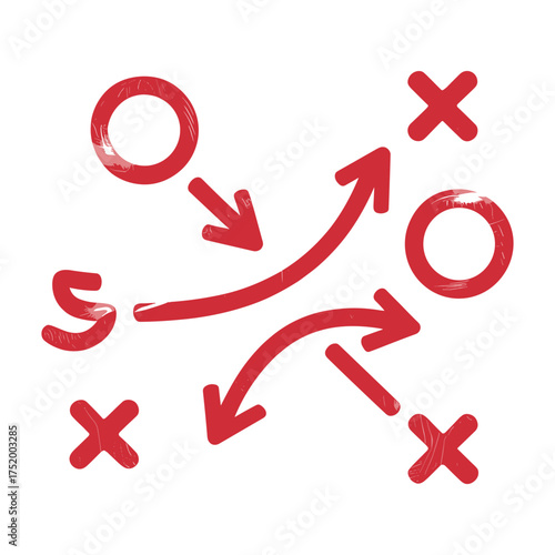 Red Playbook Strategy Vector Illustration Tactic Design on White
