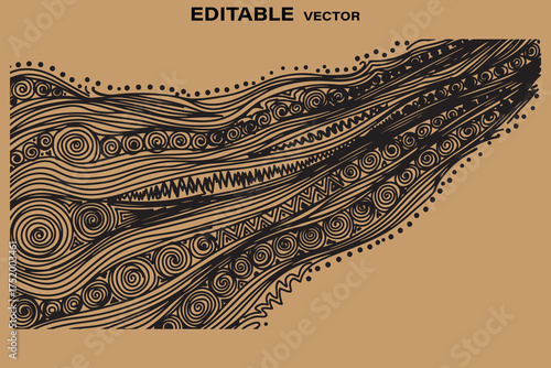Intricate black and gold ornamental pattern with swirls and floral elements