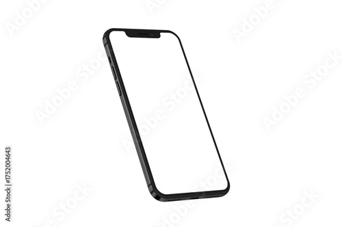 Modern Smartphone Isolated on Black Background Showing Sleek Design and Dark Screen for Customizable Mockup