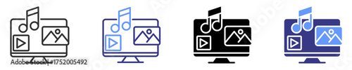 digital content icon set multiple style