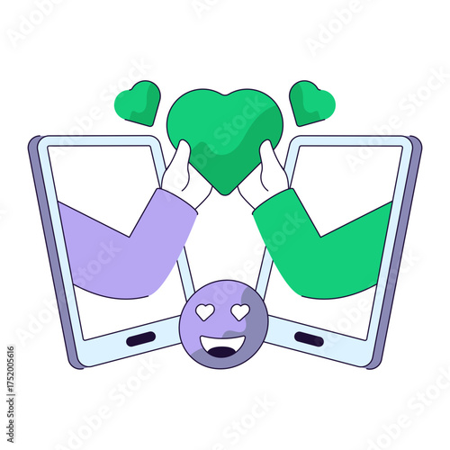 Editable design illustration of mobile love