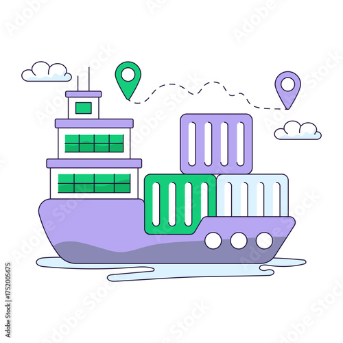 Premium download illustration of cargo boat