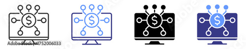 transacting digital icon set multiple style