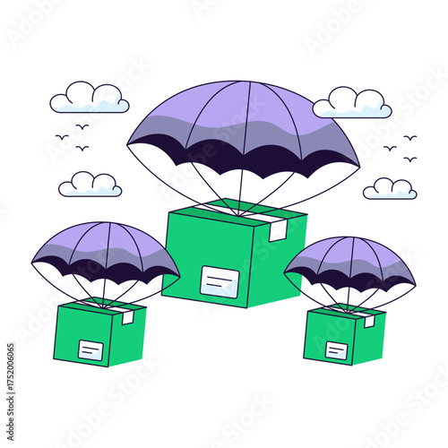 An illustration design of parachute delivery