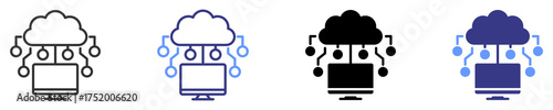 cloud computing icon set multiple style