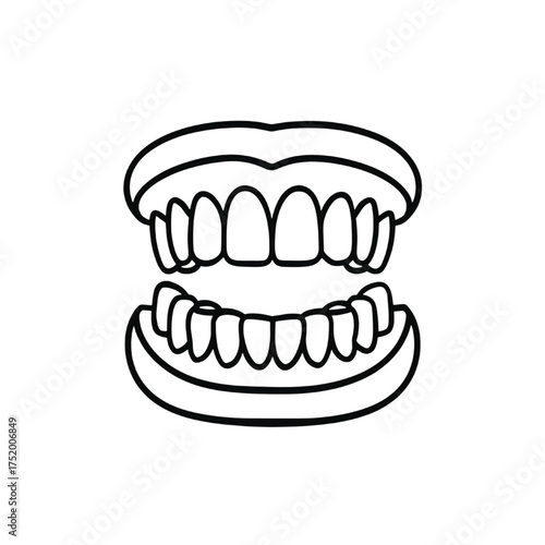 Dentures Icon with Upper and Lower Teeth Outline