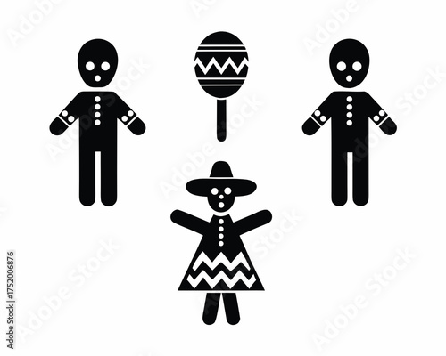 Mexican Festival Vector Pack, Dance, Music, and Skeleton Illustration with Traditional Decorations 