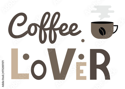 Coffee Lover Idea with a Steaming Cup. Food and refreshing drink vector art