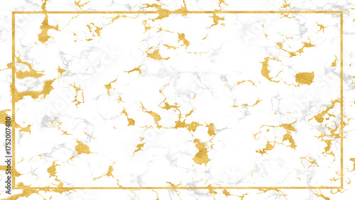 Elegant white marble background with gold accents and a rectangular gold border. Perfect for invitations, cards, and luxury designs.