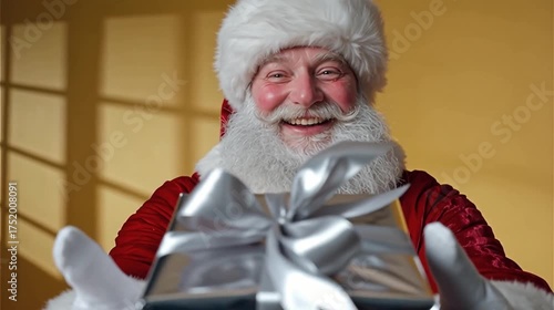 Santa Claus Delivers a Special Christmas Gift with a Smile.