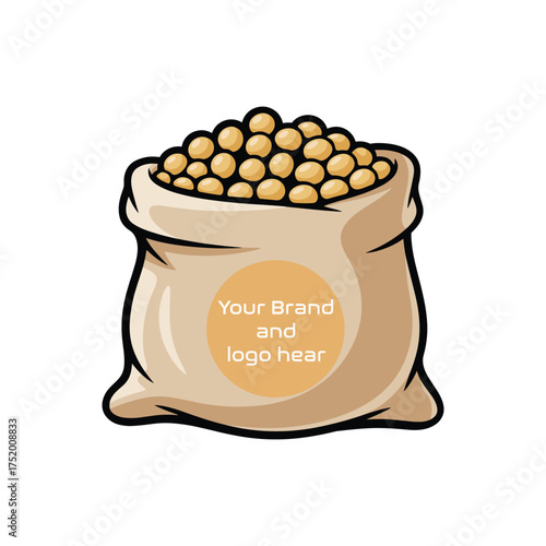 Sack of Soybeans Vector Illustration Logo Brand Harvest Agriculture