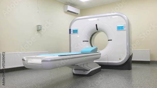 Computed axial tomography (CAT). CT scanner. Medical examination using a modern CT scanner in a modern hospital.