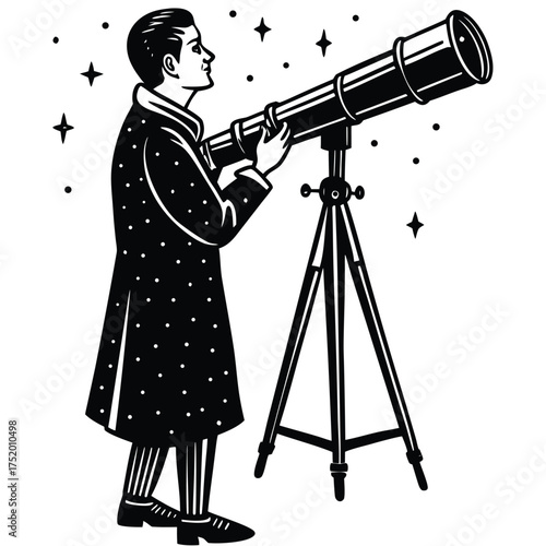 silhouette of a telescope