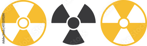 Radioactive Warning Icon Set, Radiation Hazard Symbol, Nuclear Danger Sign, Caution Radiation Icons, Safety Warning Vector, Radioactive Material Label