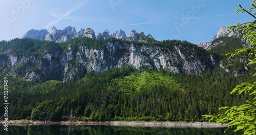Alpine Mountain Range and Forest Reflected in Lake in Austria (Video)