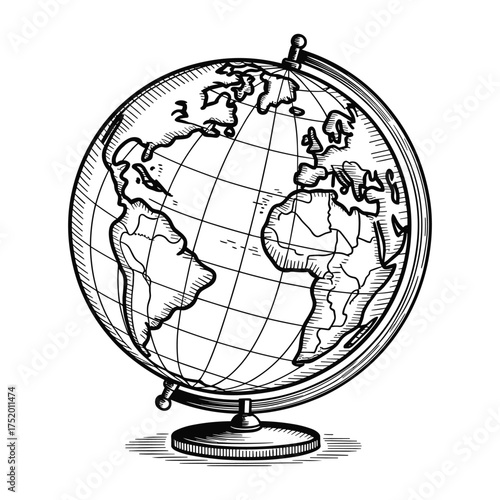 Geographic World Globe Vector Illustration Earth Geography Exploration