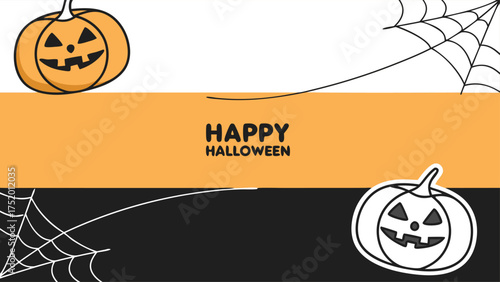 Festive Halloween banner design with pumpkins and spiderwebs adds a spooky, fun touch to your seasonal promotions and social media posts