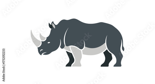 Stylized rhinoceros icon for wildlife conservation and animal awareness campaigns design