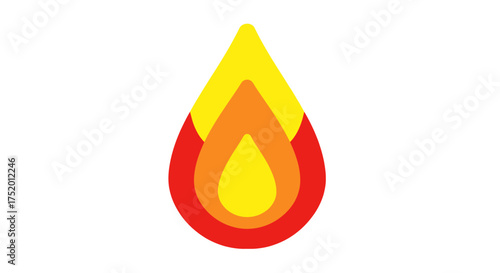 Stylized depiction of a flame with layered vibrant colors offering abstract and dynamic visual