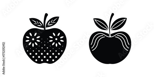 apple decoration silhouette icon vector illustration design