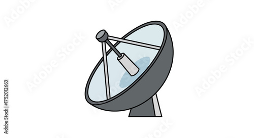 Cartoon satellite dish illustration for global communication and technology solutions