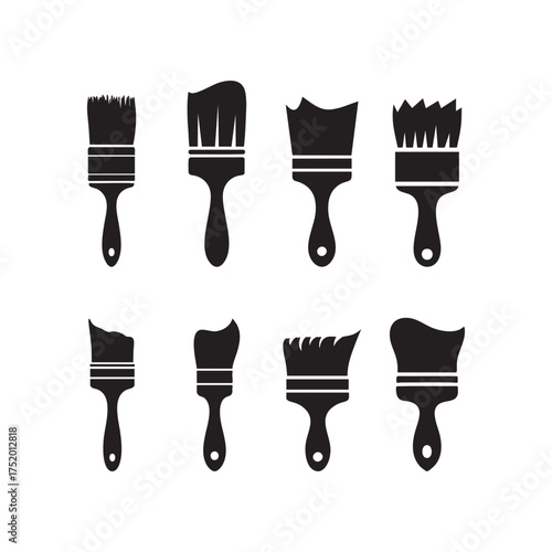 Silhouette of a paintbrush icon on a white background, vector illustration