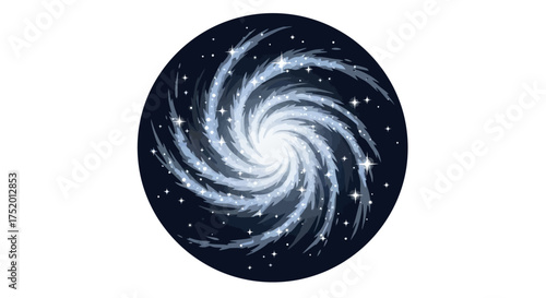 Swirling cosmic vortex design with starlight streams on a dark backdrop concept