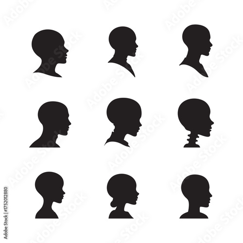 Silhouette of robot head icon on a white background vector art illustration
