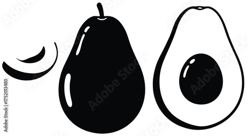 Avocado Variety: A meticulously captured view of a whole avocado alongside a sectioned half, presenting the versatile nature of this nourishing fruit.
