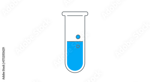 Laboratory research glassware with blue liquid for chemical experiments and medical analysis