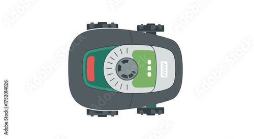 Top-down view of an automated lawn mower simplifying yard maintenance with technology