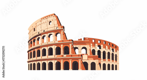 Stylized architectural illustration of the Colosseum on a clean white backdrop for digital designs
