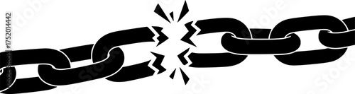 Broken chain silhouette. This image shows a black broken chain silhouette, symbolizing freedom and separation. Vector clipart illustration design.