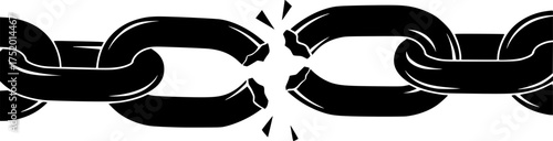 Broken chain silhouette. This image shows a black broken chain silhouette, symbolizing freedom and separation. Vector clipart illustration design.