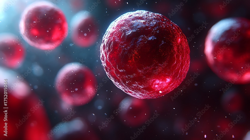 Naklejka premium Red Blood Cells Microscopic View Realistic Fluid Simulation