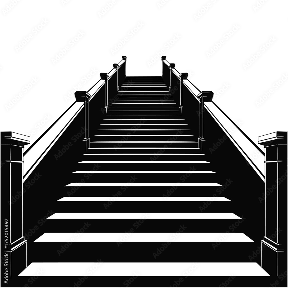 Obraz premium Vector Illustration of Grand Staircase Isolated on White Background, Ascending Ascent