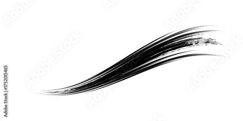 Mascara brush stroke isolated on white background. Vector black stain or eye cosmetic makeup texture swatch.