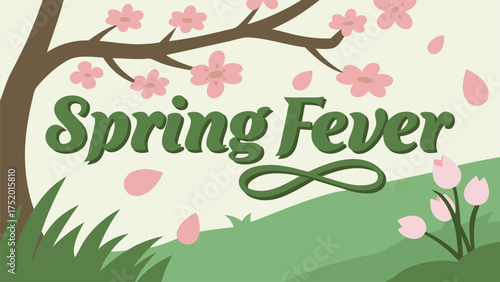 Embrace the spring fever spirit with this whimsical design, perfect for seasonal promotions and cheerful greetings, a vector graphic.