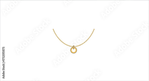 Elegance expressed through a delicate golden chain necklace with circular pendant on clean white