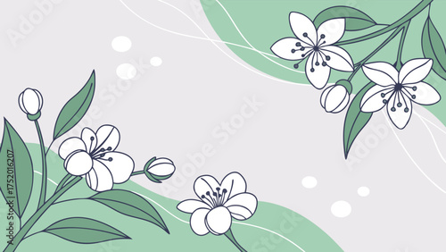 Elegant floral blossom design with fresh spring aesthetic, perfect for invitations, greetings, or stylish backgrounds, originally a vector graphic