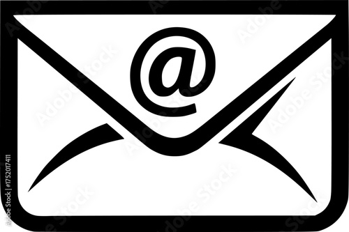Email mail silhouette. This image shows a black envelope outline, a symbol for email and mail. Vector clipart illustration design.