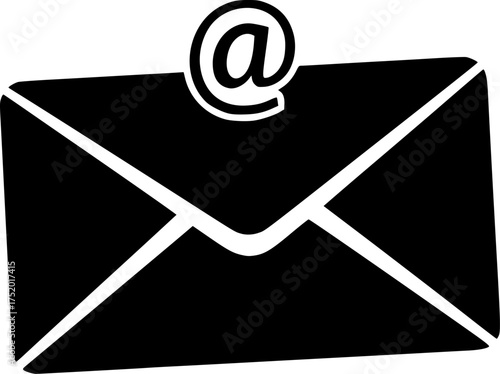Email mail silhouette. This image shows a black envelope outline, a symbol for email and mail. Vector clipart illustration design.