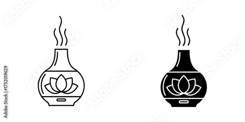 Vector art of aromatherapy diffuser with lotus flower design