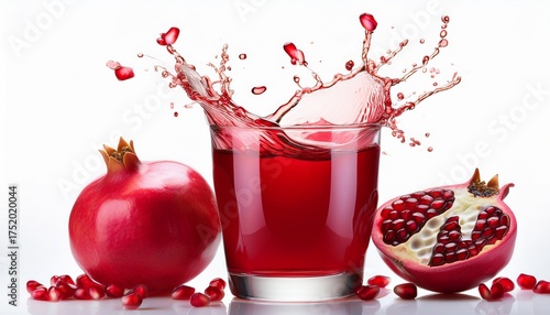 pomegranate juice splash pomegranate juice potret in a glass isolated on a white background