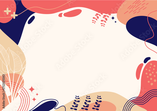 Background aesthetic abstract ,leaf background, hand drawn minimal background